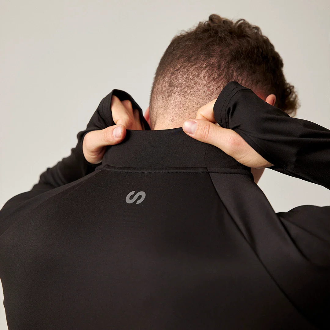 1/2 Zip Sportshirt langarm Herren | Schwarz - Image 6