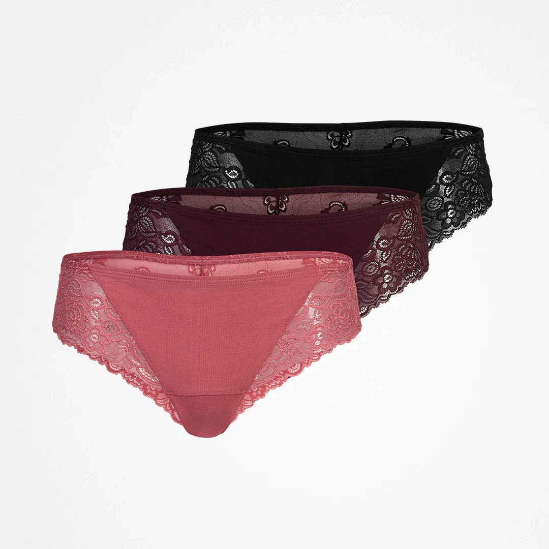 Brazilian Slips mit Spitze lace romance | Mix (Mauve/Weinrot/Schwarz) - Image 8