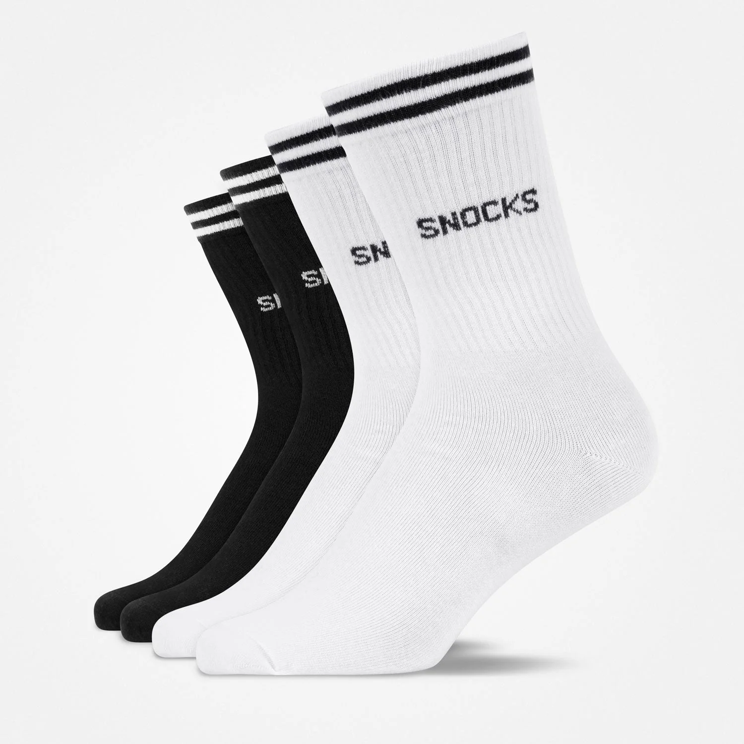 Hohe Sportsocken mit Streifen | Schwarz-Weiß - Image 7